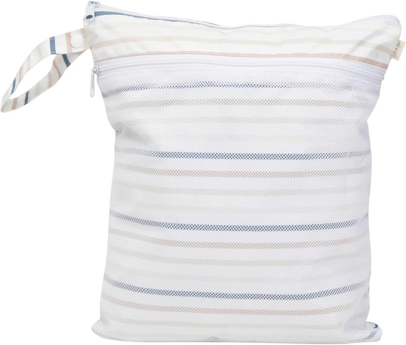 Ali+Oli Water Resistant Dual-Compartment Wet-Dry Bag for Travel, Hook to Stroller, Daycare, Diapers, Diaper Bag, Clutch Bag,15x12 inches (Pin Stripes) - Image 2